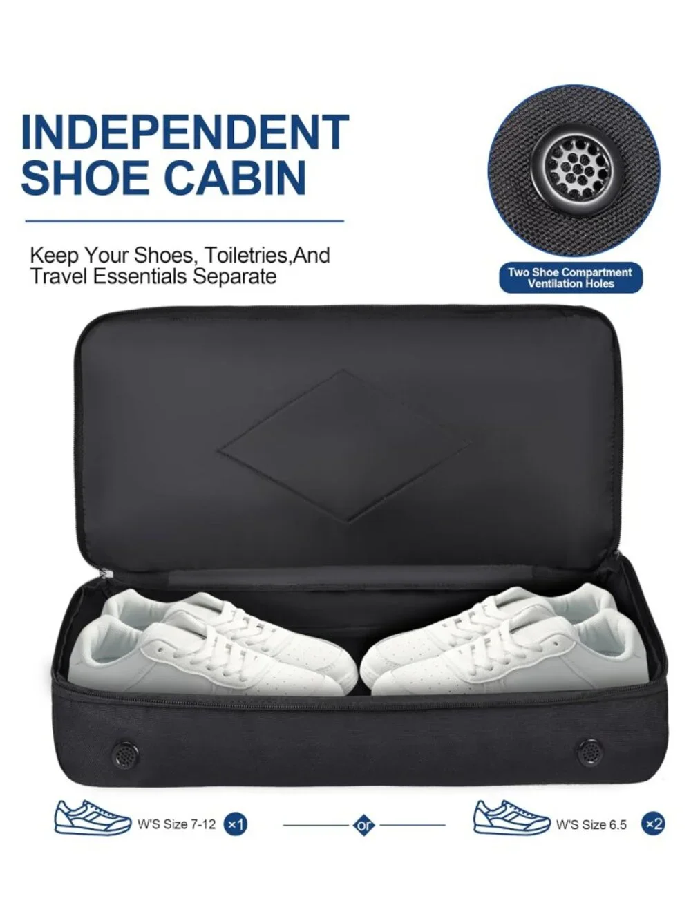 45L Carry-On Travel Duffel Bag with Shoe Compartment